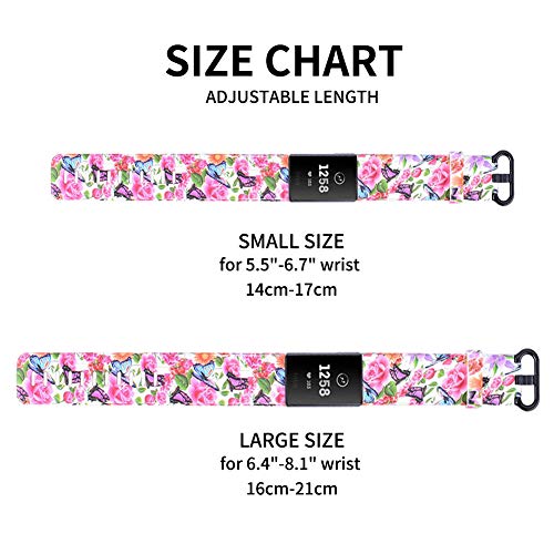 FunBand Compatible with Fitbit Charge 3/Charge 4 Strap Bands,Unique Elegant Floral Pattern Printed Soft Silicone Sport Adjustable Replacement Bracelet for Charge 3/Charge 4 Fitness Activity Wristband - Image 3