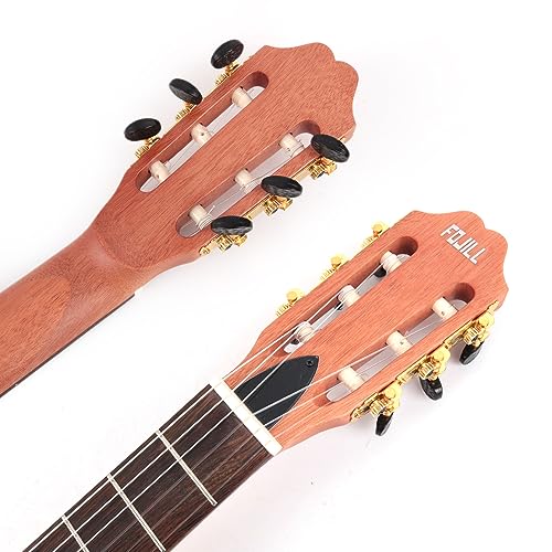 Image of Fojill Electric Classical Guitar Classic Nylon String Travel Portable Silent Practice Guitars Mahogany Body Neck Rosewood Fretboard With Gig Bag