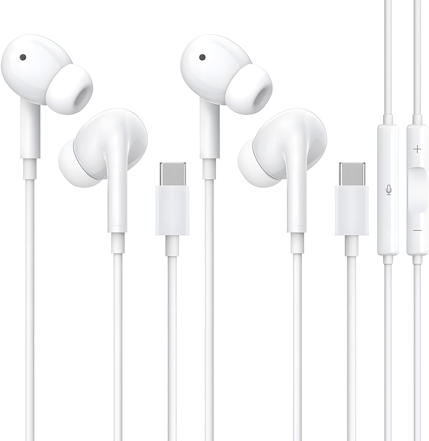 USB C Headphones for iPhone 15/16/17 Pro Max, Type C Headphones Built-in Microphone and Volume Control, Hi-Fi Stereo Noise-Cancelling Earbuds, Wired in Ear Earphones for Galaxy S25 S24 S23 S22
