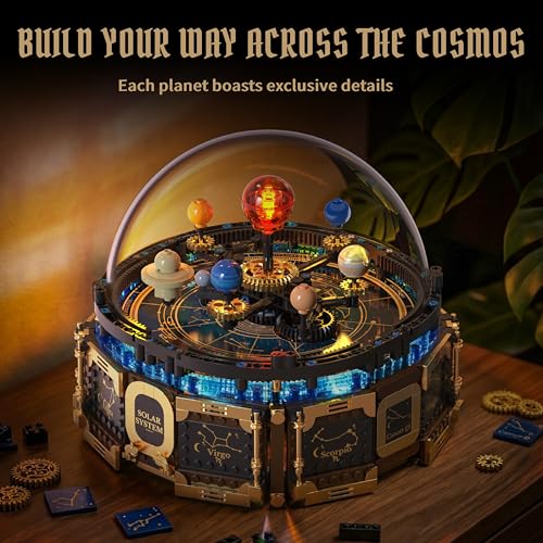 UNCLE PLANK Space Music Box Building Set with Lights, Solar System Galaxy Model Kit, Rotating Planet Mechanical Blocks, Creative Solar SystemToy Gift for Boys Girls 8-14 and Adults - Image 4