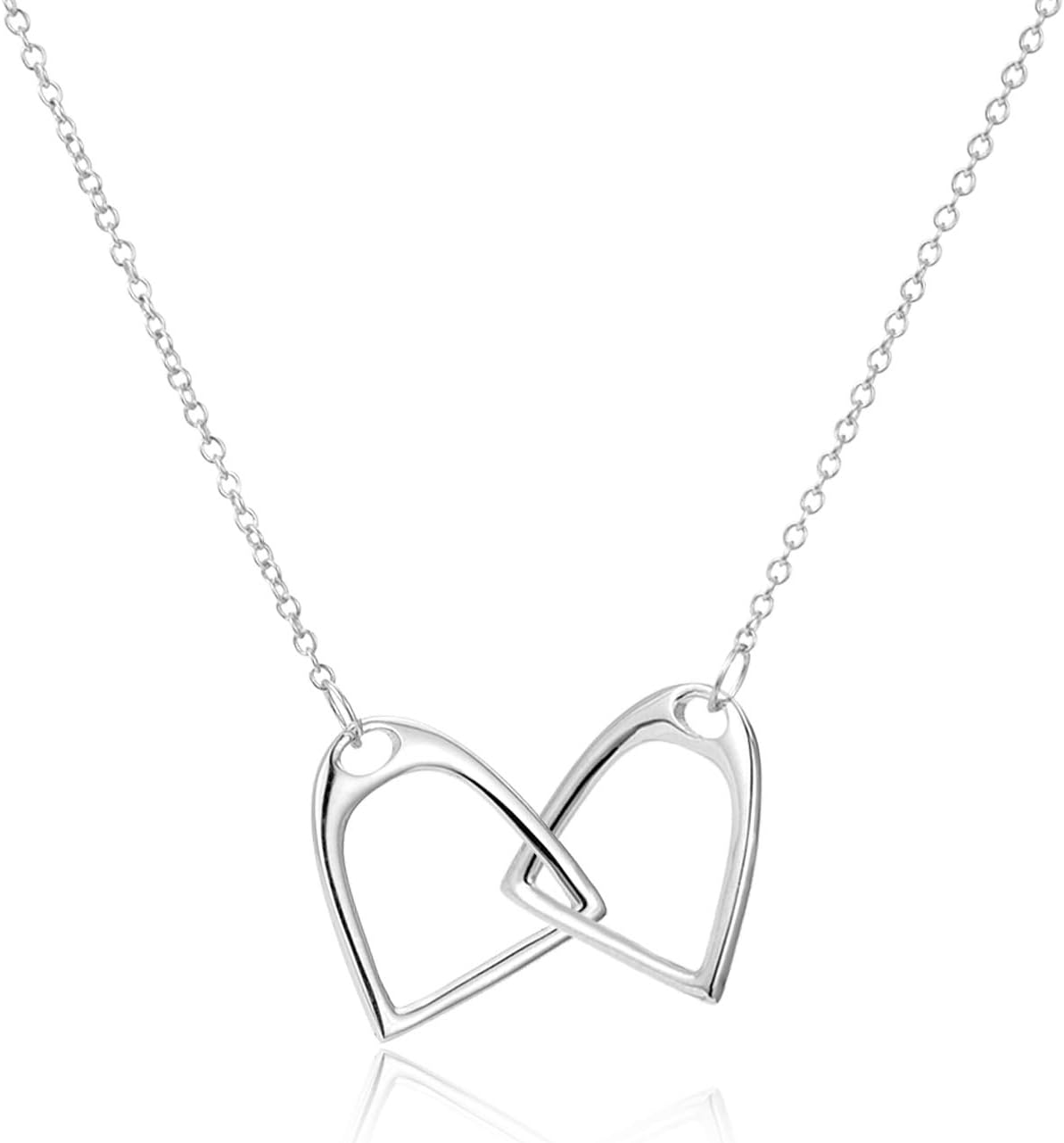 YFN Sterling Silver Double Horse Strirrup Lariat Necklace Gift For Women