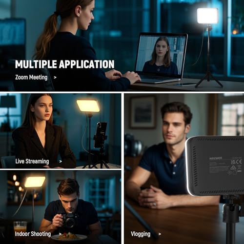 NEEWER BASICS LEDビデオライト 撮影用ライト 二色温度 調光可能 3200K-5600K 高演色性 CRI95 小型 軽量 卓上三脚スタンド/フィルター付属 パネルライトキット zoom会議/メイク/自撮り/ポートレート/vlog/動画撮影/ライブ配信用 BP66