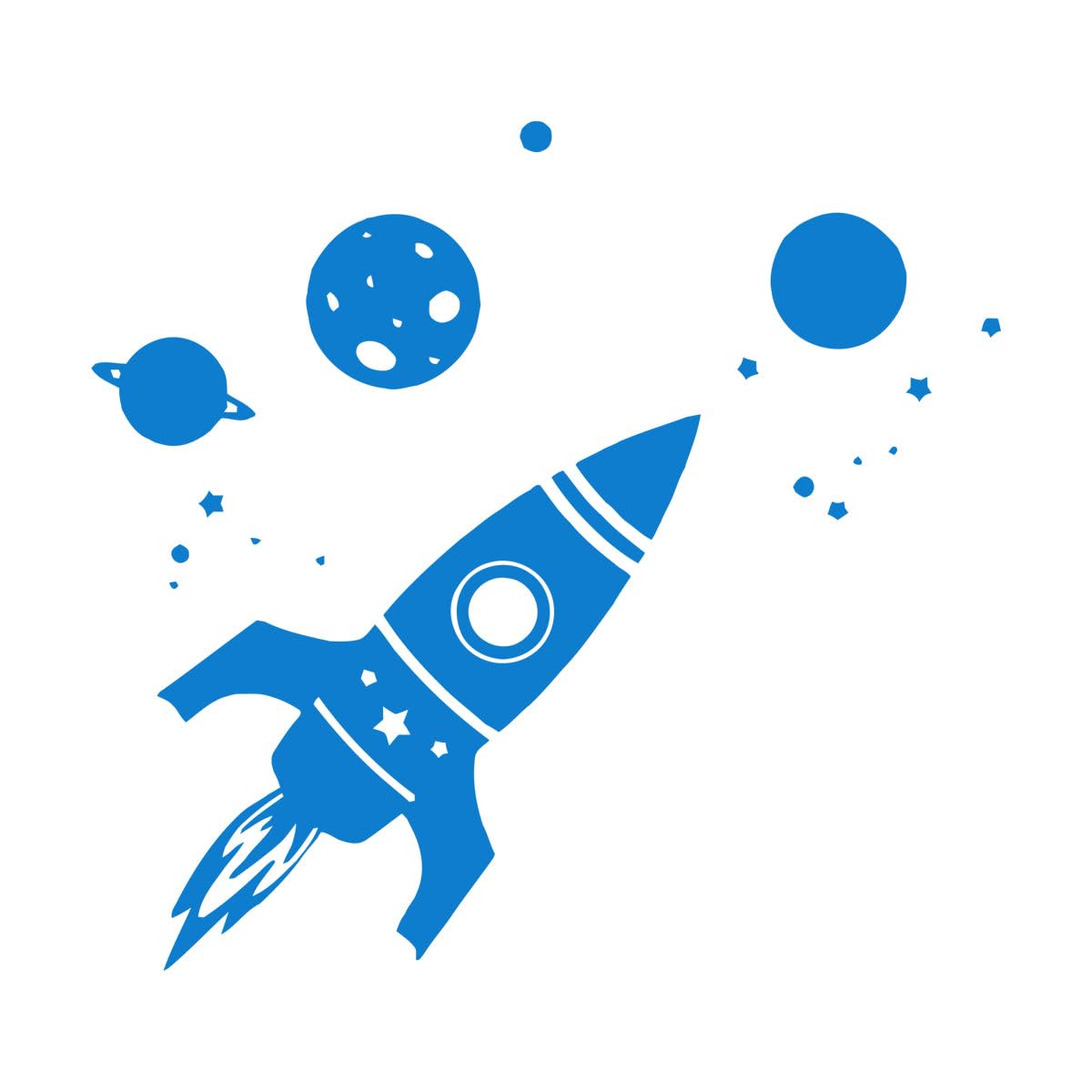 Vinyl Movable Wall Decal Sticker Bedroom Kids Rocket Stars Moon Planets Game Space Mural Home Decoration Accessories Small - 42x59cm