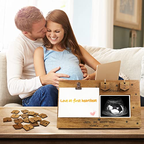 Acelist Baby Ultrasound Picture Frames, Sonogram Picture Frame, Pregnancy Announcement, Mothers Day Gifts For First Time Mom, 4X3''Photo Frame With Countdown Weeks,Gender Reveal Ideas, Nursery Decor #TOP4