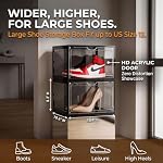 Large Black Shoe Storage Boxes Stackable, 8 Pack Hard Plastic Shoe Storage Organizer with Magnetic Door, Shoe Container Sneaker Storage Display Case Fit up to US Size 13 Black - Image 3