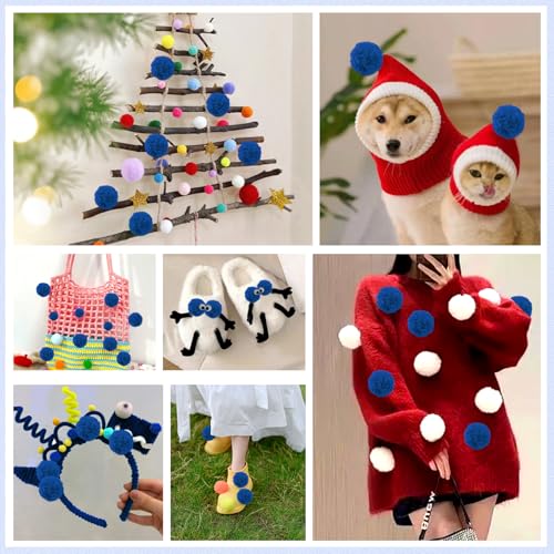 TOAOB 30 Stück Pompons zum Basteln Groß 5 cm Blau Pompom Flauschigen Plüsch set Bälle Kunst Bommel für Dekorieren Verzieren Nähen DIY Lustige Kreativen Handwerk