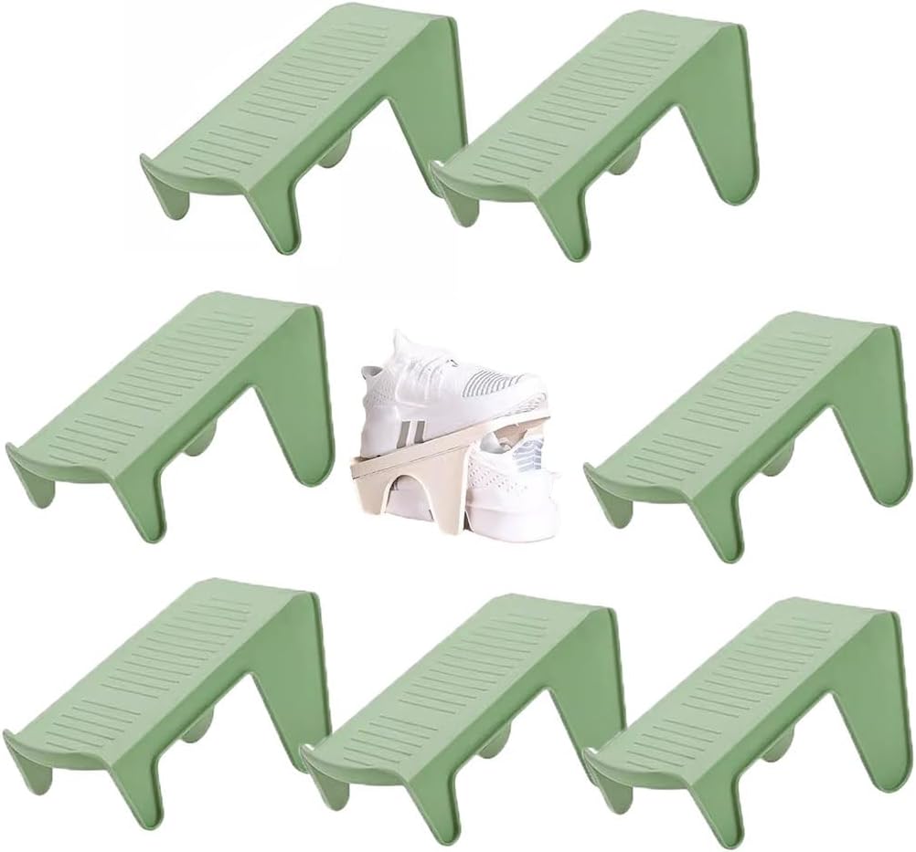 Shoe Slots Organizer The Color Stacked Shoe Cabinet Shoe Slot Organizer is Suitable for Most Shoes, Space Saving Shoe Rack (Color : Green, Size : 8pcs)