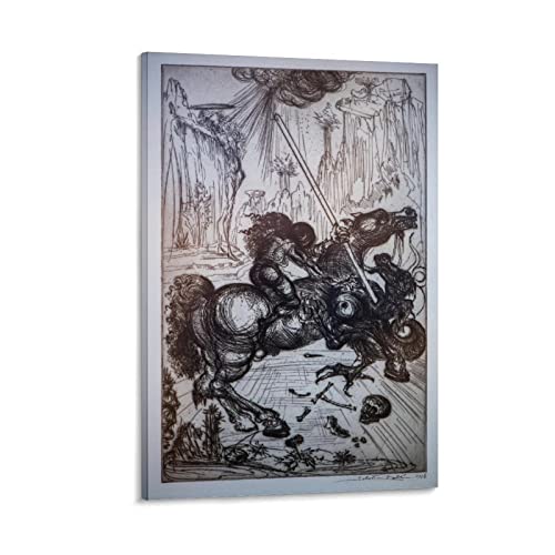 Surrealism Posters Room Aesthetics, Salvador Dali. St. George And The Dragon Salvador Dali 1947 Prints, Gym Bedroom Living Room Bar Office Dining Room Wall Decoration Canvas Painting Wall Art Poster F #TOP6