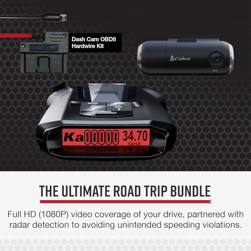 Image of Cobra RAD 700i Radar Detector & SC 201 Smart Dash Cam + 2.5A OBD Port to Micro USB DIY Easy Hardwire Kit: Long Range Rapid Radar Detection, Full HD 1080P Video + 16GB SD Card, Built-in WiFi & GPS