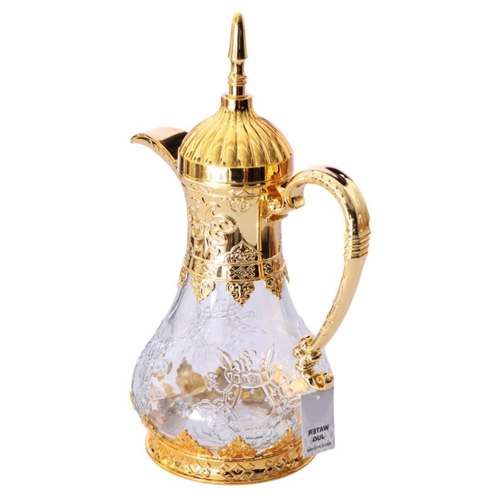 Gralara Coffee Tea Pot Glas Teekanne Kaffeekaraffe Teekessel mit Exotischem Muster Und Einfach zu Reinigen für Haushalt Büro Party Restaurant Camping Reisen, Gold