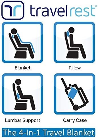 Travelrest® 4-in-1 Premier Class Travel Blanket with Zipped Pocket - Soft & Luxurious - Also Use As Lumbar Support or Neck Pillow (Includes Stuff Sack)