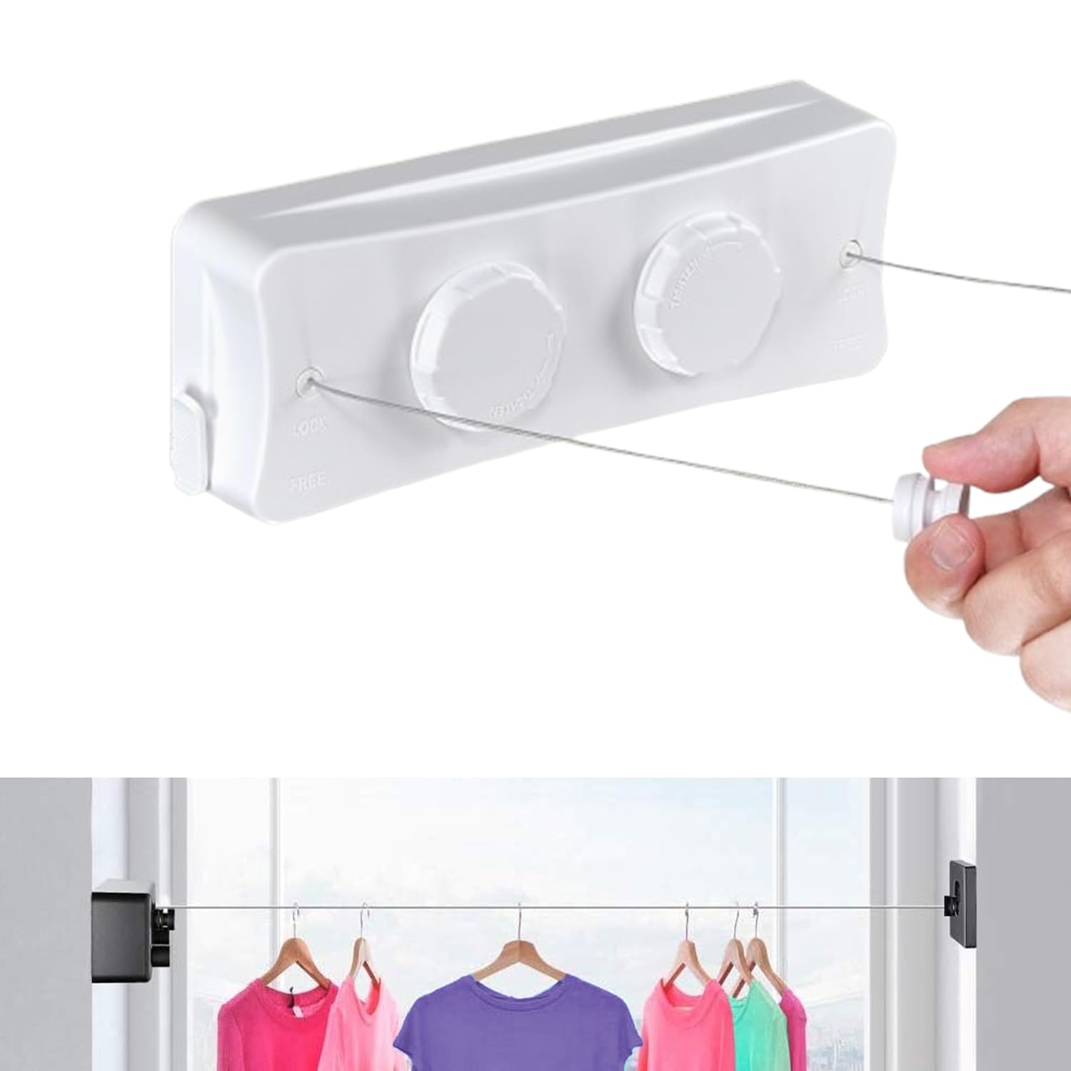 Corde à Linge Rétractable 5.1 M, Fil A Linge Retractable En Acier