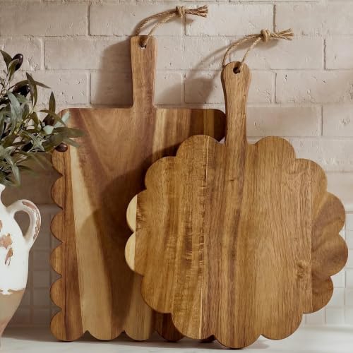 Set de 2 tablas de cortar de madera con mango miniatura 1