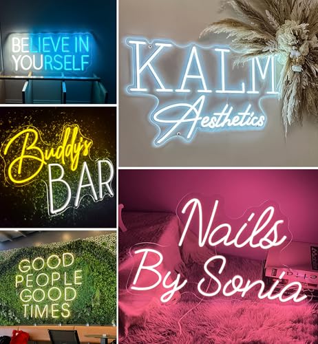 Image of CIONAOR Custom Neon Sign, Business or Wedding LED Neon Sign Customizable,Personalized Name Light for Salon Beauty Nail Studios, Light Up Sign for Bar Bakeries Coffee Shop Art Decors