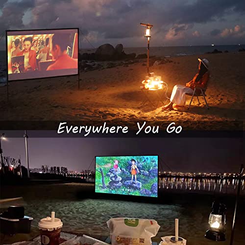 Outdoor Projector Screen 100 Inch With Stand 16:9 Hd Portable Foldable Silver Black Backing Projection Screen Anti-Crease Movies Screen For Home Backyard Theater #TOP4