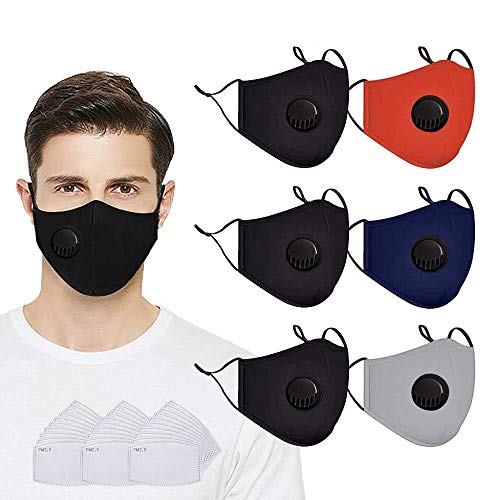 🔥 Cashback up to 70% Reusable Face Protection with Filters-6pack Face Protect with vent and 30pcs Replaceable Activated Carbon Filters,Washable,Colorful(Black,Red,Blue,Gray) 🔥 Cashback up to 70% Reusable Face Protection with Filters-6pack Face Protect with vent and 30pcs Replaceable Activated Carbon Filters,Washable,Colorful(Black,Red,Blue,Gray)