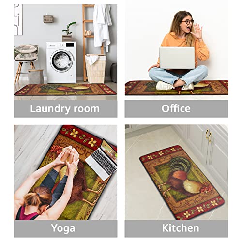 Rooster Kitchen Rugs And Mats 39 X 20 Inch Non Slip Anti Fatigue Washable Mat Chicken French Country Throw Carpet For Farmhouse Home Kitchen/Office/Bathroom Decor… #TOP6