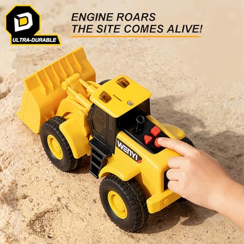 Image of 5 PCS Construction Vehicles Toy Set for Kids - Friction Powered Bulldozer, Dump Truck & Road Roller with Lights & Sounds, Sandbox Beach Sand Toys for Toddlers Boys Girls Ages 3-5 4-8, Birthday Gift