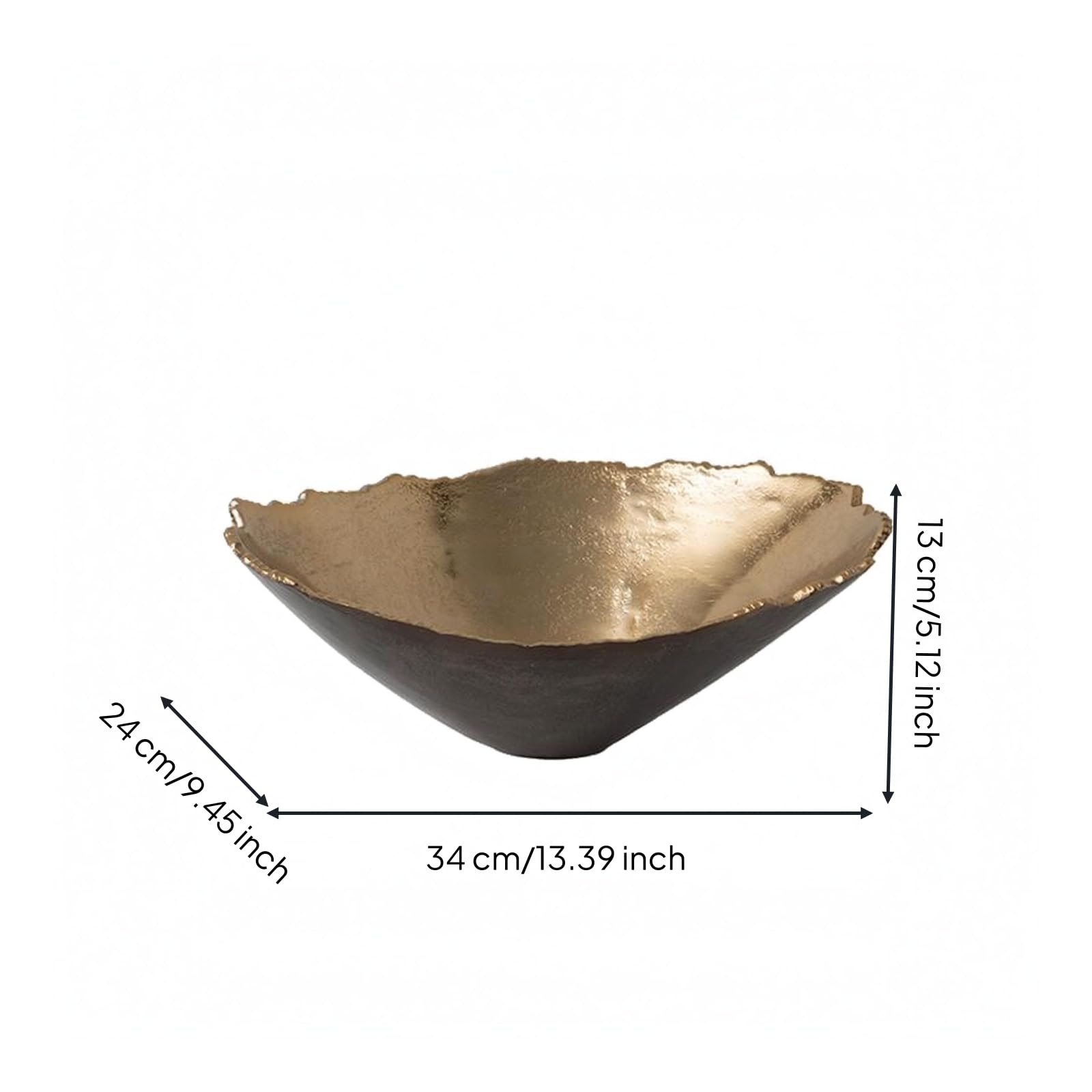 Bandeja de Servicio de Aluminio Bandeja Decorativa Centro de Mesa Plato de Presentación Forma Irregular con Brillo y Efecto Cálido en la Mesa Adecuada, G, Grande 34 24 H13cm