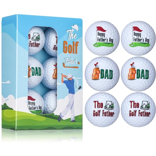 Sonwyoung Happy Father's Day Golf Ball Gift, 6 Pack Funny Gift Golf Ball for Men Dad Golfers Birthdays Retirement Grandpa Golfing Lovers from Daughter Son Wife