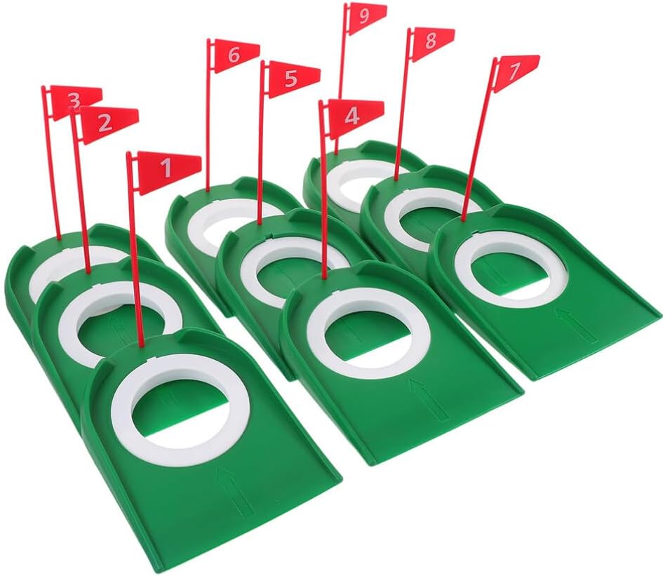 Happyyami 9pcs Golf Putting Cup Practice Putting Detachable Flags for Backyard Training Golf Accessory for All Skill Levels