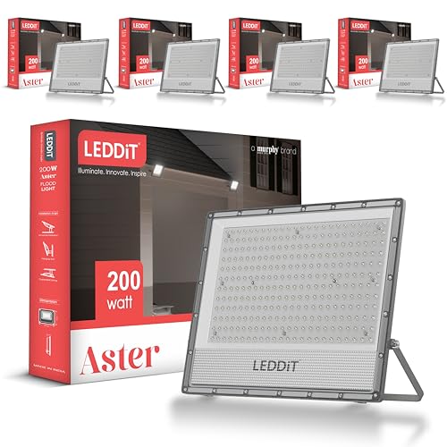 Image of Aster 200W LED Flood Light | IP66 Waterproof Outdoor Flood Light | High Brightness Security Light | Heavy Duty Aluminium Body | Cool White | 2 Year Warranty | Pack of 5