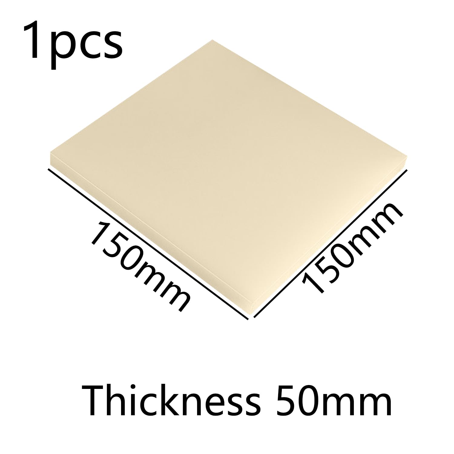 Arkusze z Nylonu Płyta z Tworzywa Sztucznego do Projektów DIY Części Mechanicznych i Modelarstwa Beż Długość boku 150mmx150mm 1 szt,Thickness 50mm