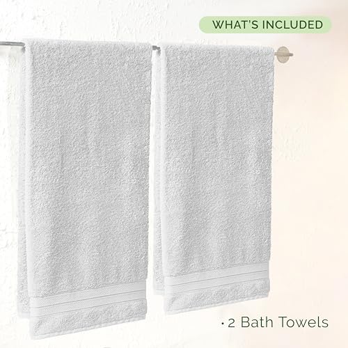 Image of Elegant Comfort Three Line Popcorn Towel Set for Bathroom 27 x 54 inches, Premium Hotel Quality 2-Pack Bath Towels, 100% Turkish Cotton, Soft and Durable, Quick Dry and Highly Absorbent, White