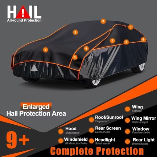 Image of Kayme Hail Protector SUV Car Cover,Anti Hail Thickened Multi-Layered EVA Car Cover Waterproof All Weather with Wind Straps, Outdoor Hail Protection Cover, Fit SUV Jeep-Length(211 to 226 Inch)