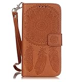 Galaxy S5 Case, JAHOLAN Dream Catcher Pattern Stand Flip Case Samsung S5 Wallet Case Premium PU Protective Leather Case for Samsung Galaxy S5 (Brown)