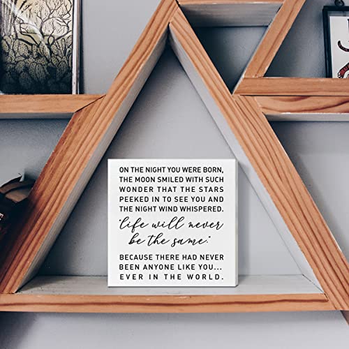 Nursery Desk Wooden Box Sign Decor, On The Night You Were Born, Nursery Decor Neutral Newborn Baby Kid Children Room Desk Decoration Baby Shower Gifts For New Baby Boys Girls #TOP4