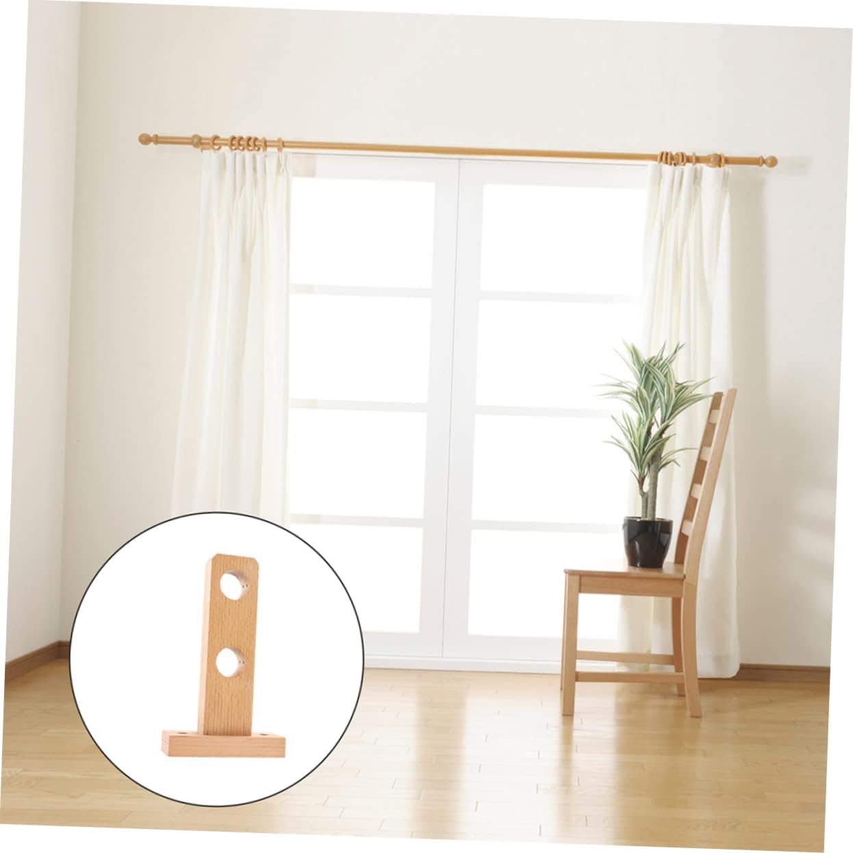 2pcs Wooden Curtain Rod Holder Bracket Roman Rod Support Drapery Hooks Easy Fixing Material
