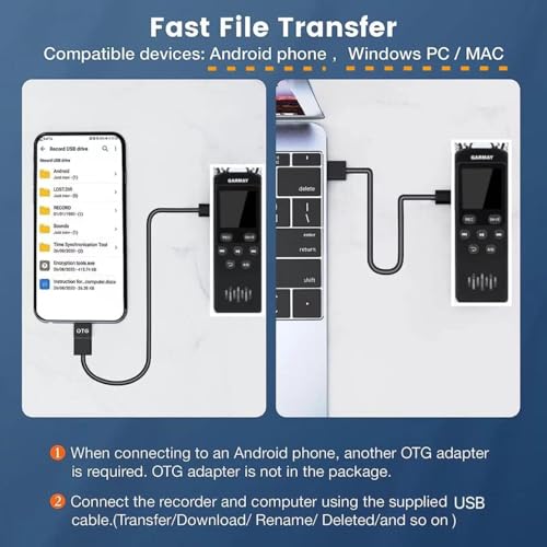 GARMAY Digital Voice Recorder Upgraded 48GB 1536KBPS 3343Hours Recording Capacity 32H Battery Time Voice Activated Recorder with Noise Reduction Audio Recorder with Playback for Meeting Lecture