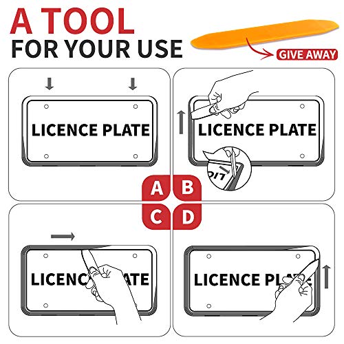 Aujen Bling License Plate Frame Black, 2-Pack License Plate Cover Fits US Standard Cars, Easy Installation License Plate Holder for Rust-Proof, Rattle-Proof & Weather-Proof Use