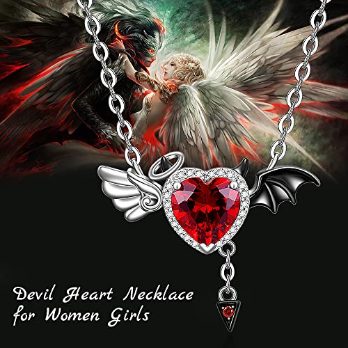 Half Angel Half Devil Necklace Angel and Devil Symbol of Love Necklace Pendant Wings Demon Sterling Silver Halloween Bat Jewelry4