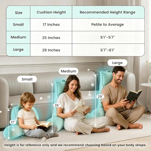 Adjustable Firmness Waffle Back Support Cooling Reading Pillow, Gray, 25" - image 9