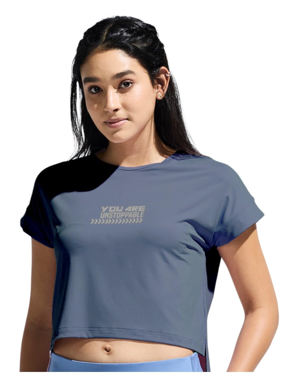 domin8 Womens High Low Top with Chest Graphic Print-picture-16