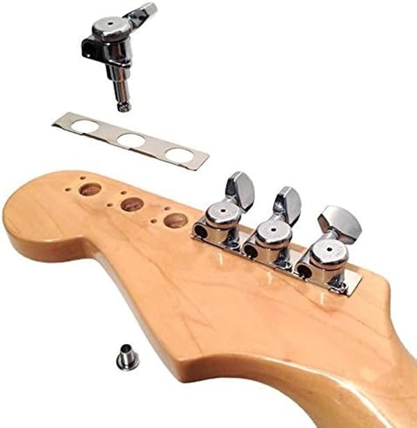 Hipshot Grip-Lock Vintage 6 Inline Staggered Closed 8.5mm Tuners with Universal Mounting Plate, Chrome by Hipshot - Image 4