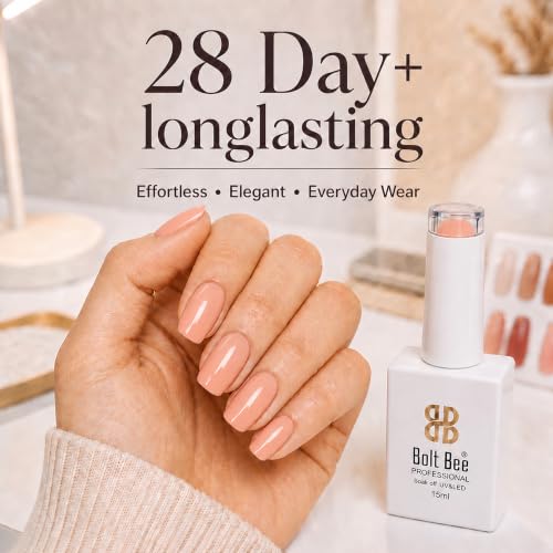 Image of BOLT BEE 15ML Gel Nail Polish 1Pc Clear Pink Glitter Nail Polish Soak Off UV LED Nail Gel Polish Nail Art Starter Manicure Salon DIY at Home, 0.5 OZ (1) (108)