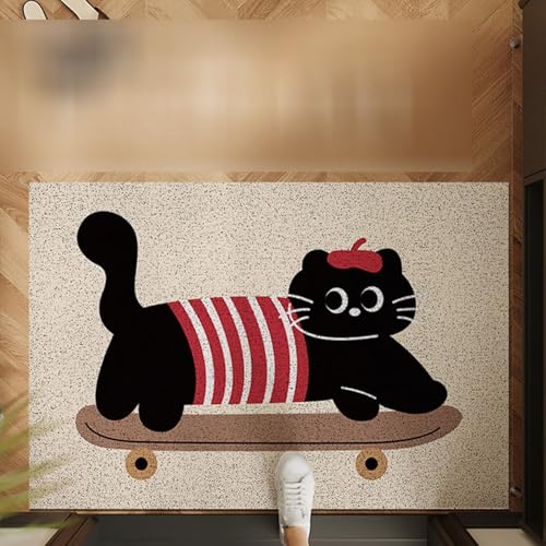 玄関マット 屋外 猫柄 泥落とし 大きめ 滑り止め ドアマット カーペット 可愛い 防ダニ 防カビ 清潔で簡単 PVC 足踏みマット お手入れ簡単 コイルマット 耐摩耗性 家庭用 店舗 屋外用ドアマット お店 80*120cm