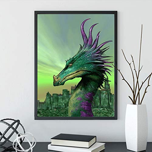 Diy 5D Diamond Painting By Number Kit,Dragon For Wall,5D Diamond Art Rhinestone Embroidery Cross Stitch Kits Supply Arts Craft Canvas Wall Decor Stickers 12X16 Inches #TOP3