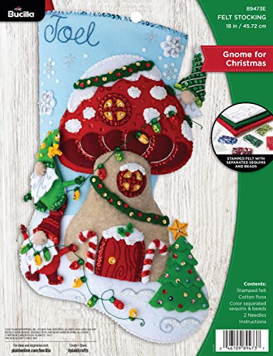 Bucilla, Gnome Christmas 18" Felt Applique Stocking Making Kit, Perfect For Diy Holiday Needlepoint Arts And Crafts, 89473E Gnome For Christmas #TOP10