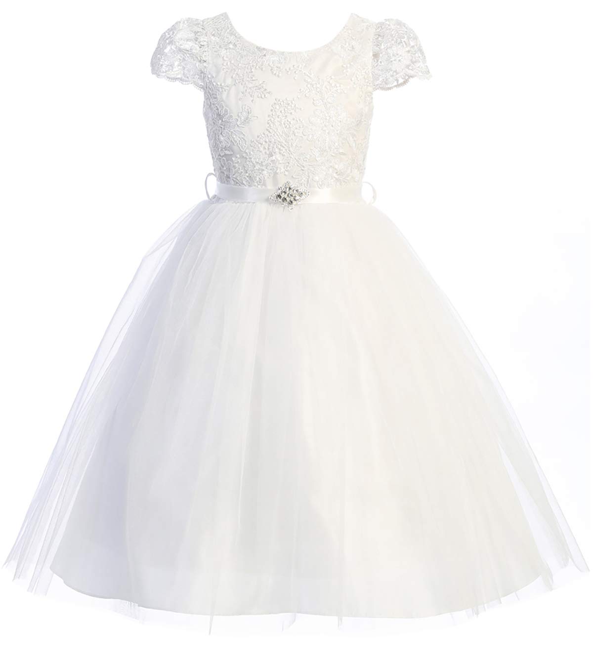 BNY CornerCap Sleeve Tulle Easter Pageant Wedding Graduation Flower Girl Dress