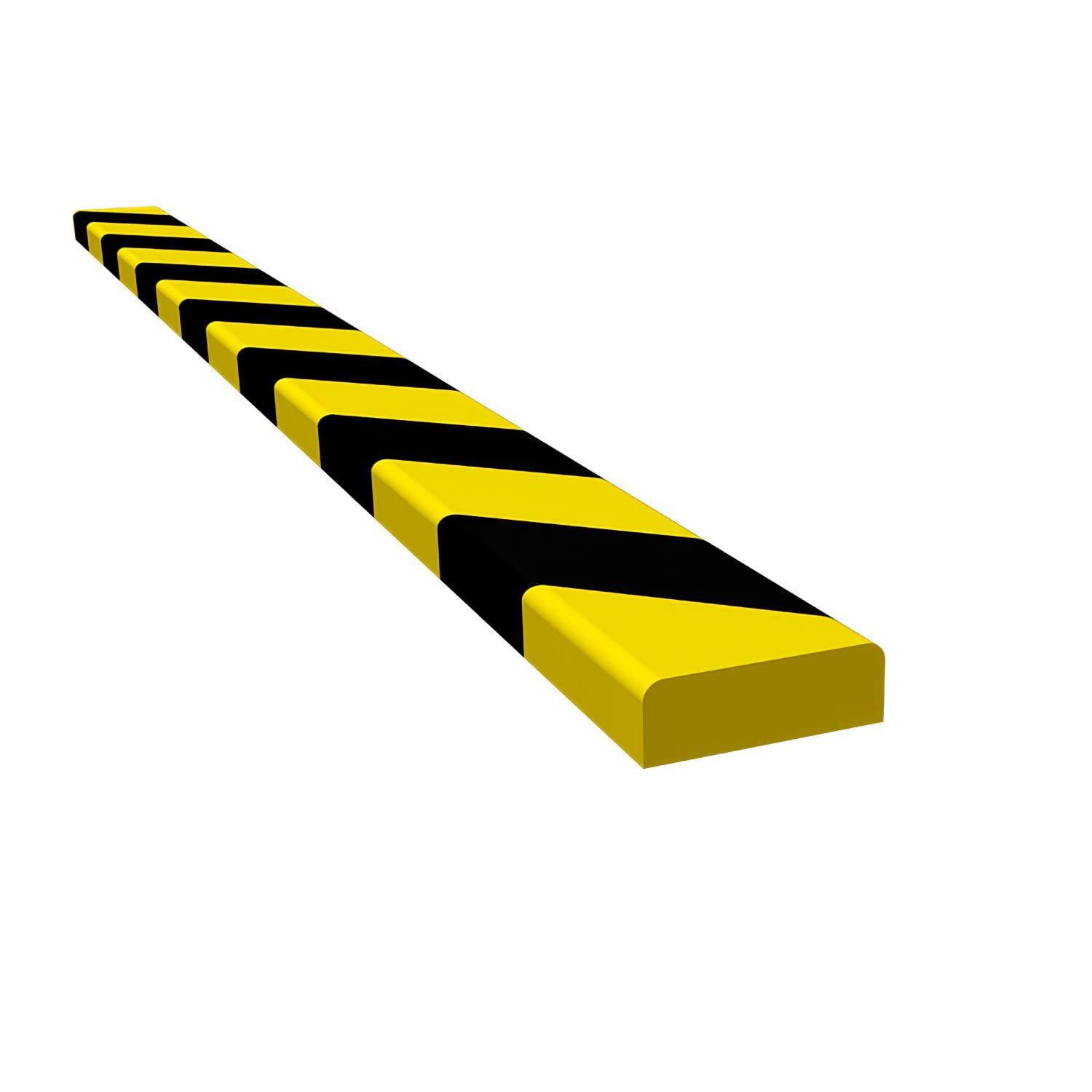 Bandes jaunes et noires sur protection circulaire en mousse PU pour rack