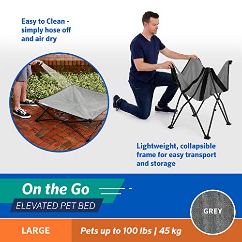 Coolaroo On The Go Cooling Elevated Dog Bed, Portable For Travel & Camping, Collapsible For Storage, Large Grey #TOP3