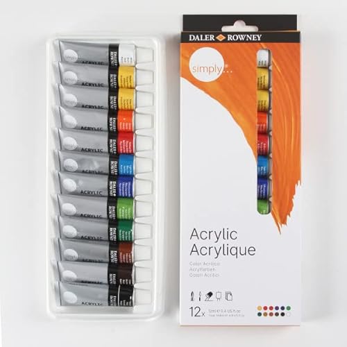 DALER ROWNEY Simply, Acrílico em Tubo de 12ml, 12 Cores
