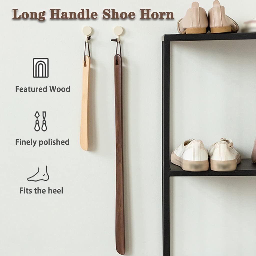 calzador mango largo, Calzador Duradero Calzador Madera Viaje Hogar Mujer Embarazada Cuchara for Zapatos, Ayudante for Zapatos con Mango Largo de Nogal, Levantador de Zapatos for discapacitados con co