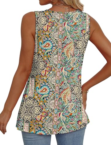 Image of OFEEFAN Womens Tank Tops 2025 Flowy Peplum Tops for Women Dressy Sleeveless V Neck Babydoll Tank Tops