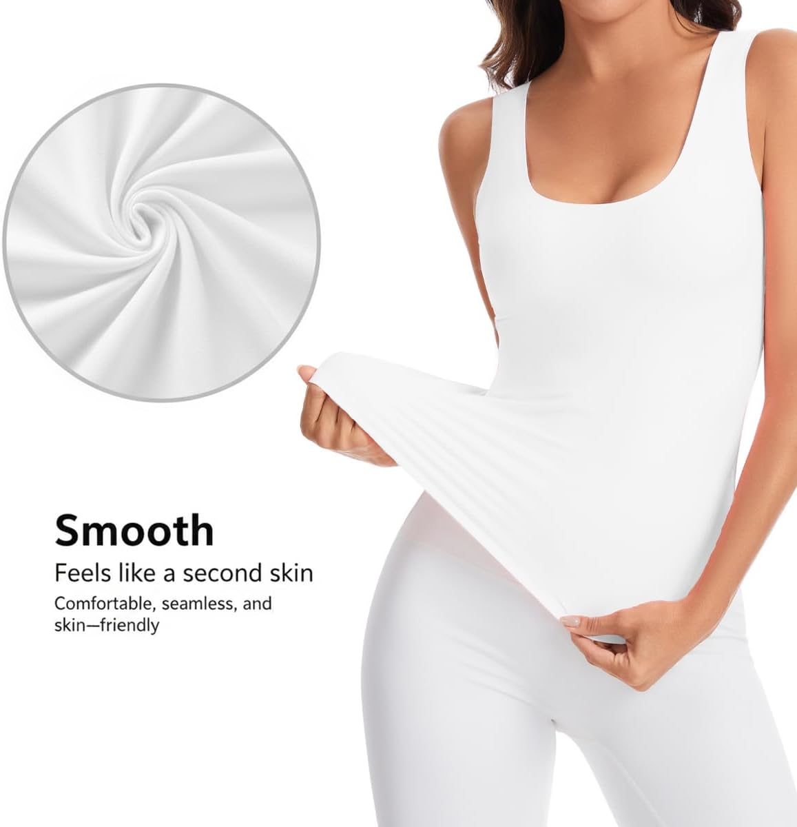 CORSKI Womens Double Lined Scoop Neck Tank Tops Basic Slim Fit Sleeveless Shirts Y2K Summer Going Out Outfits - Image 4