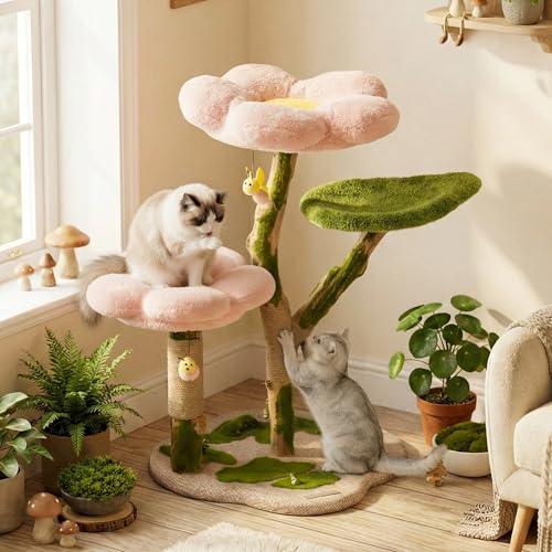 Árbol para gatos para interiores 39.4 pulgadas madera y sisal miniatura 1